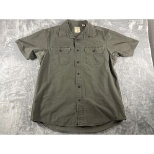 RedHead Brand Co Mens Large Olive Green Short Sleeve Canvas Button Down Shirt